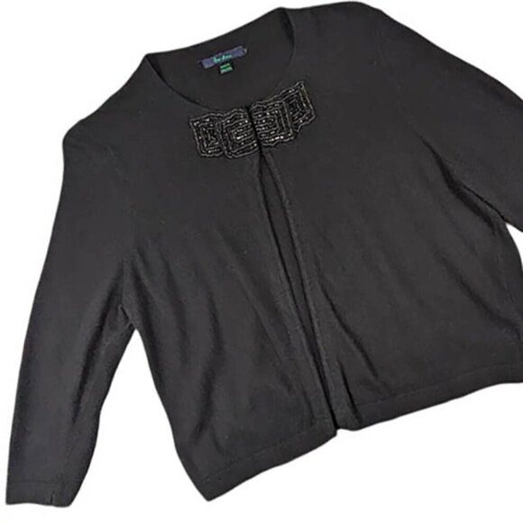 Boden Cardigan Womens Large Black Embellished Closure 3/4 Sleeve Cottage Core - Picture 1 of 12